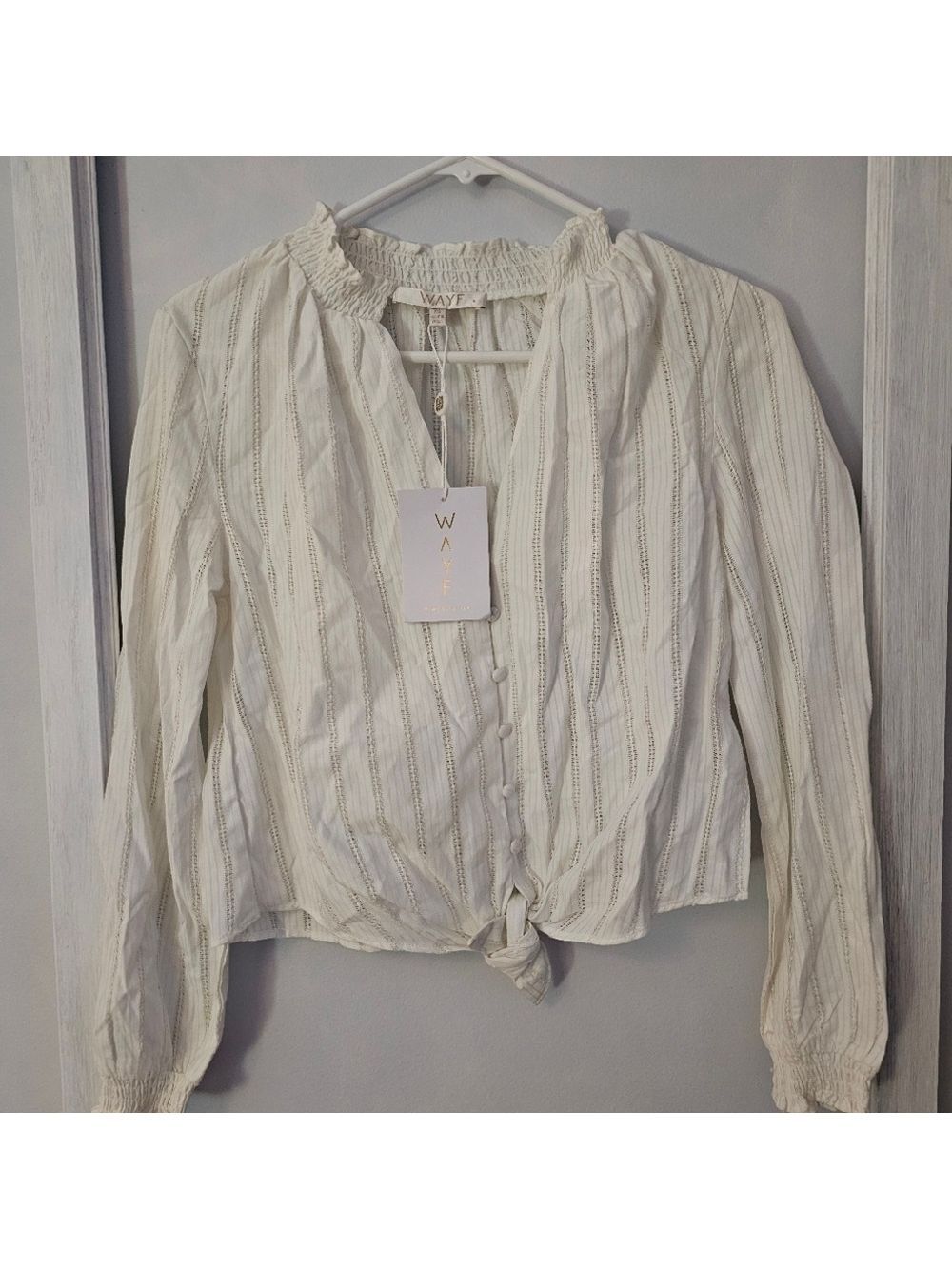 WAYF Women's White Button-Up Top